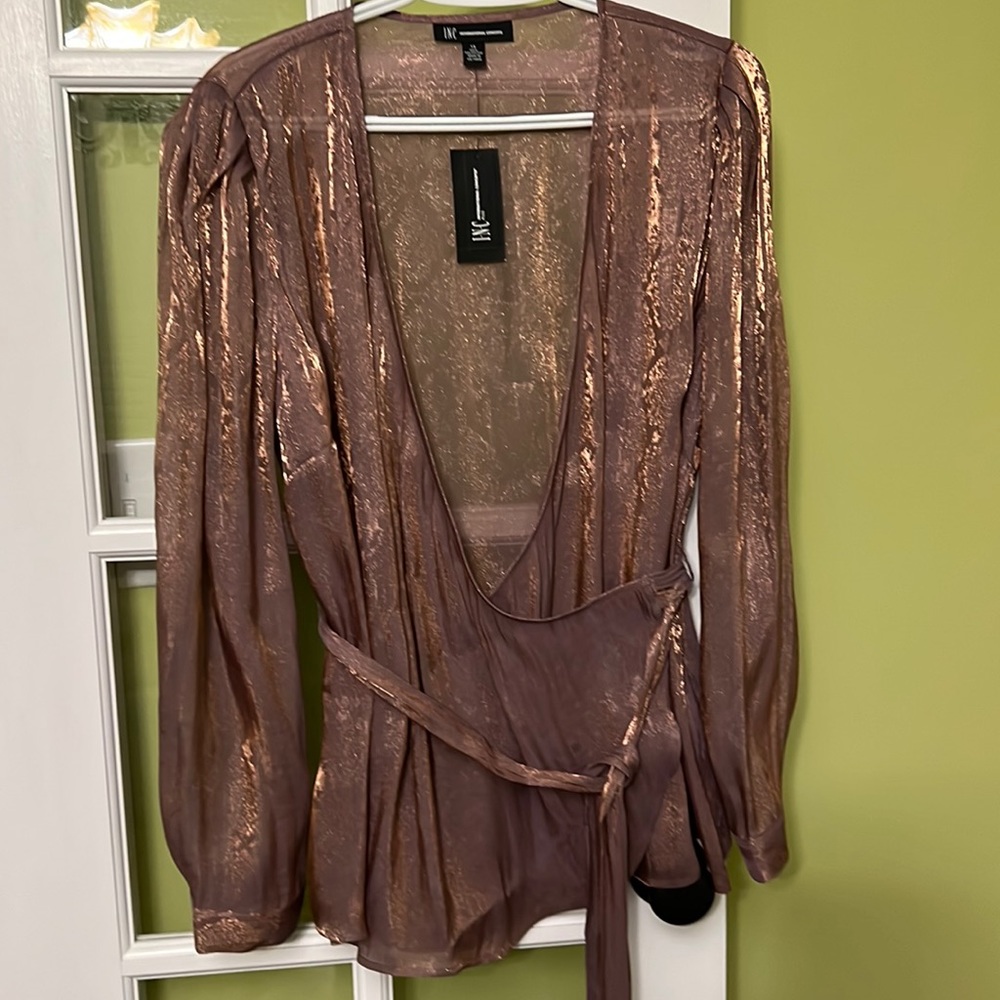 I-N-C Ethereal Shirt, Size 1X, Pale Mauve